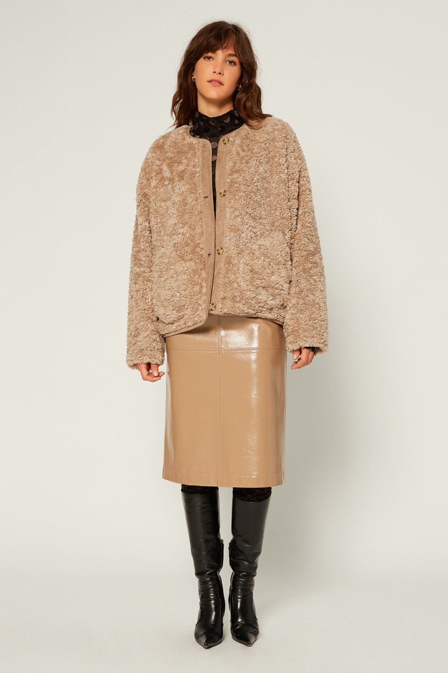 CURRENT AIR Faux Fur Contrast Jacket Coats & Jackets