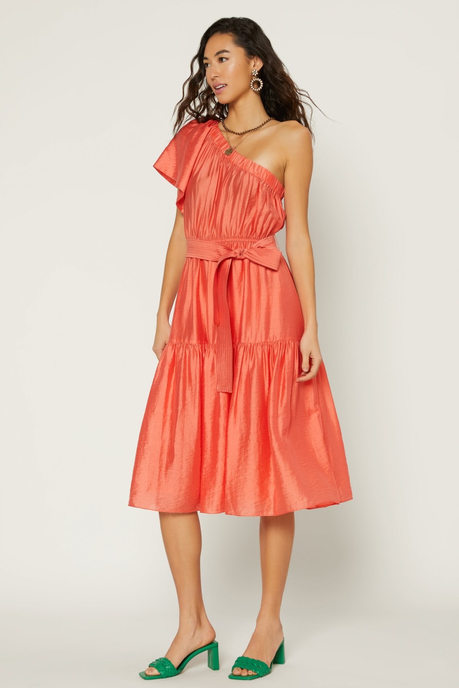 CURRENT AIR One Shoulder Midi Dress Midi Dresses