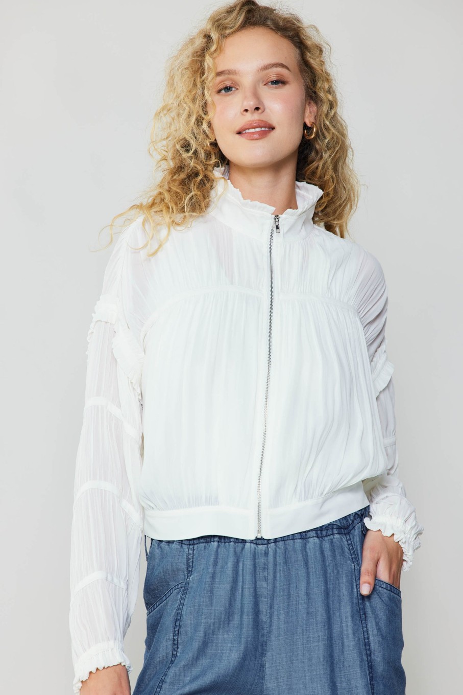 CURRENT AIR Shirred Sleeve Jacket Coats & Jackets