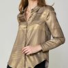 CURRENT AIR Metallic Buttonup Shirt Long Sleeve Tops