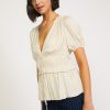 CURRENT AIR Delilah Pleated Top Short Sleeve Tops