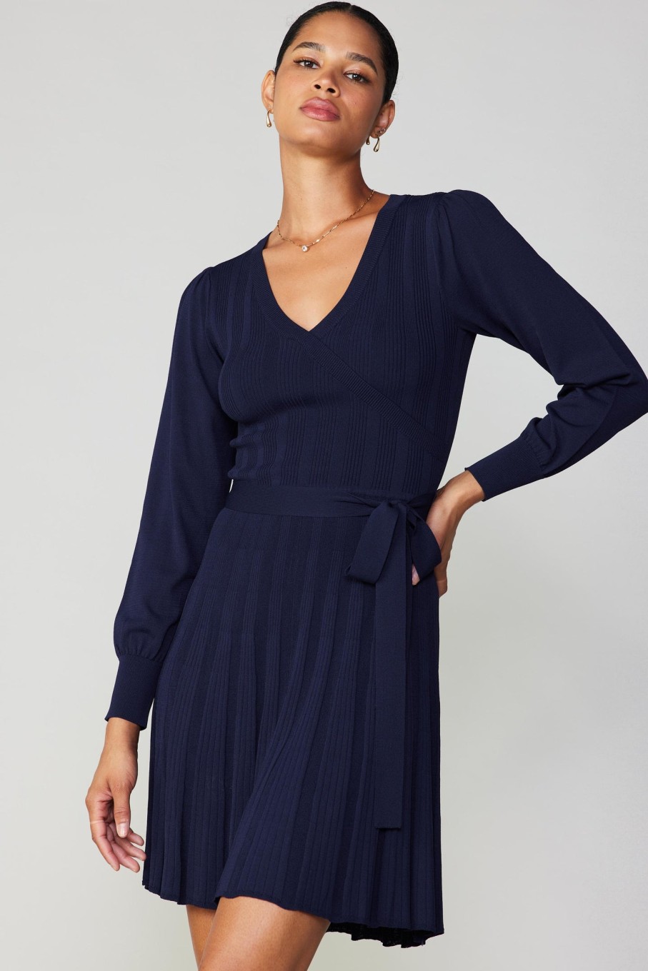 CURRENT AIR Belted Knit Mini Dress Knitwear