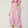CURRENT AIR Sereia Botanical Motif Midi Dress Midi Dresses
