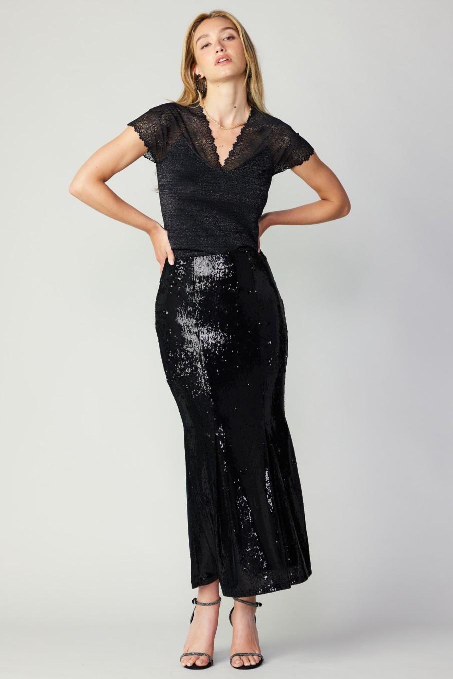 CURRENT AIR Sequin Flared Skirt Skirts