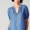 CURRENT AIR V Neck Chambray Top Blouses