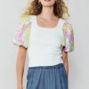 CURRENT AIR Contrast Sleeve Knit Top Knitwear