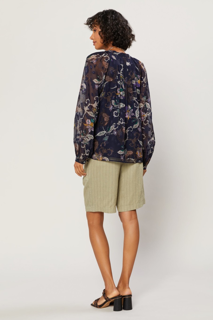 CURRENT AIR Navy Floral Long Sleeve Top Long Sleeve Tops
