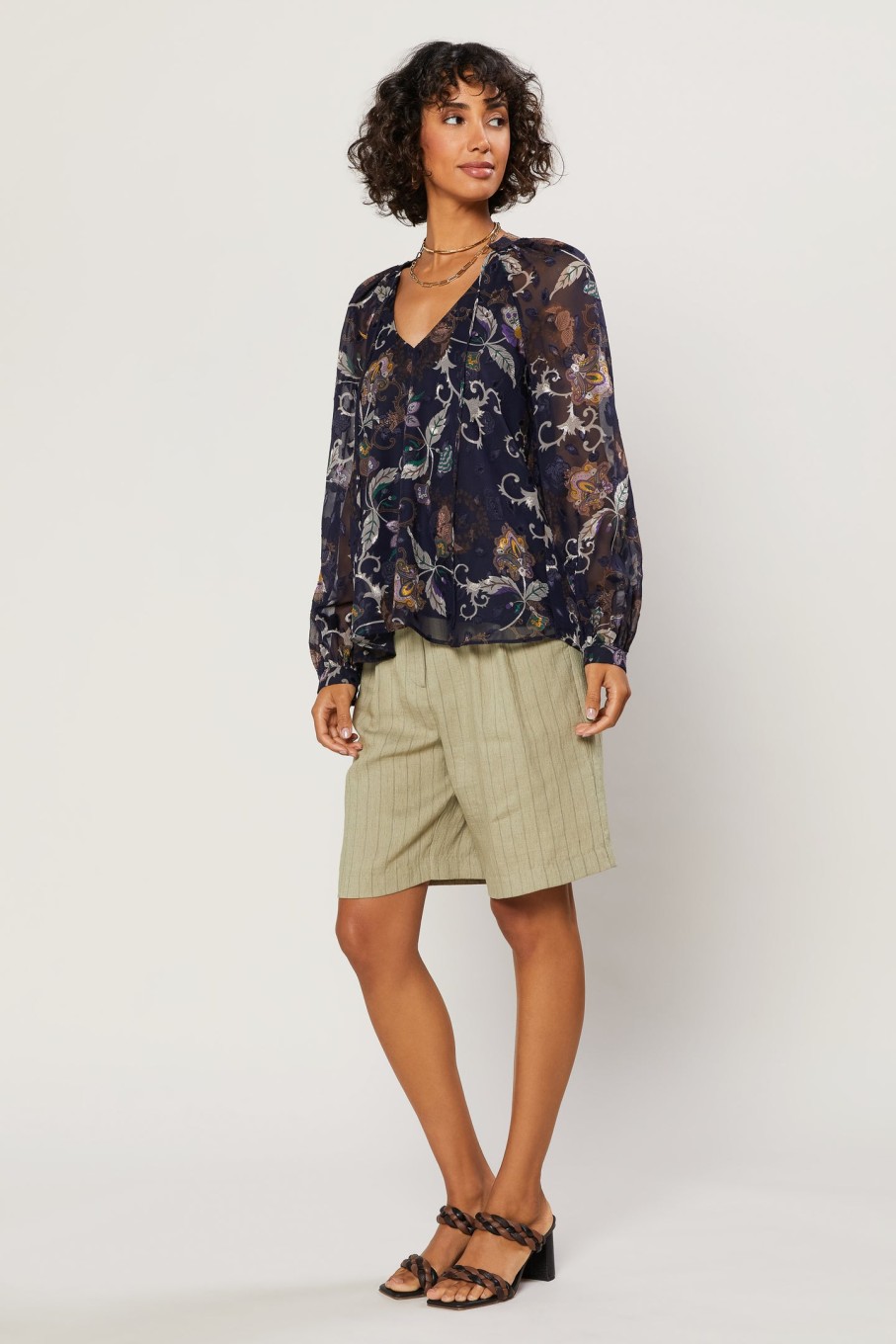 CURRENT AIR Navy Floral Long Sleeve Top Long Sleeve Tops