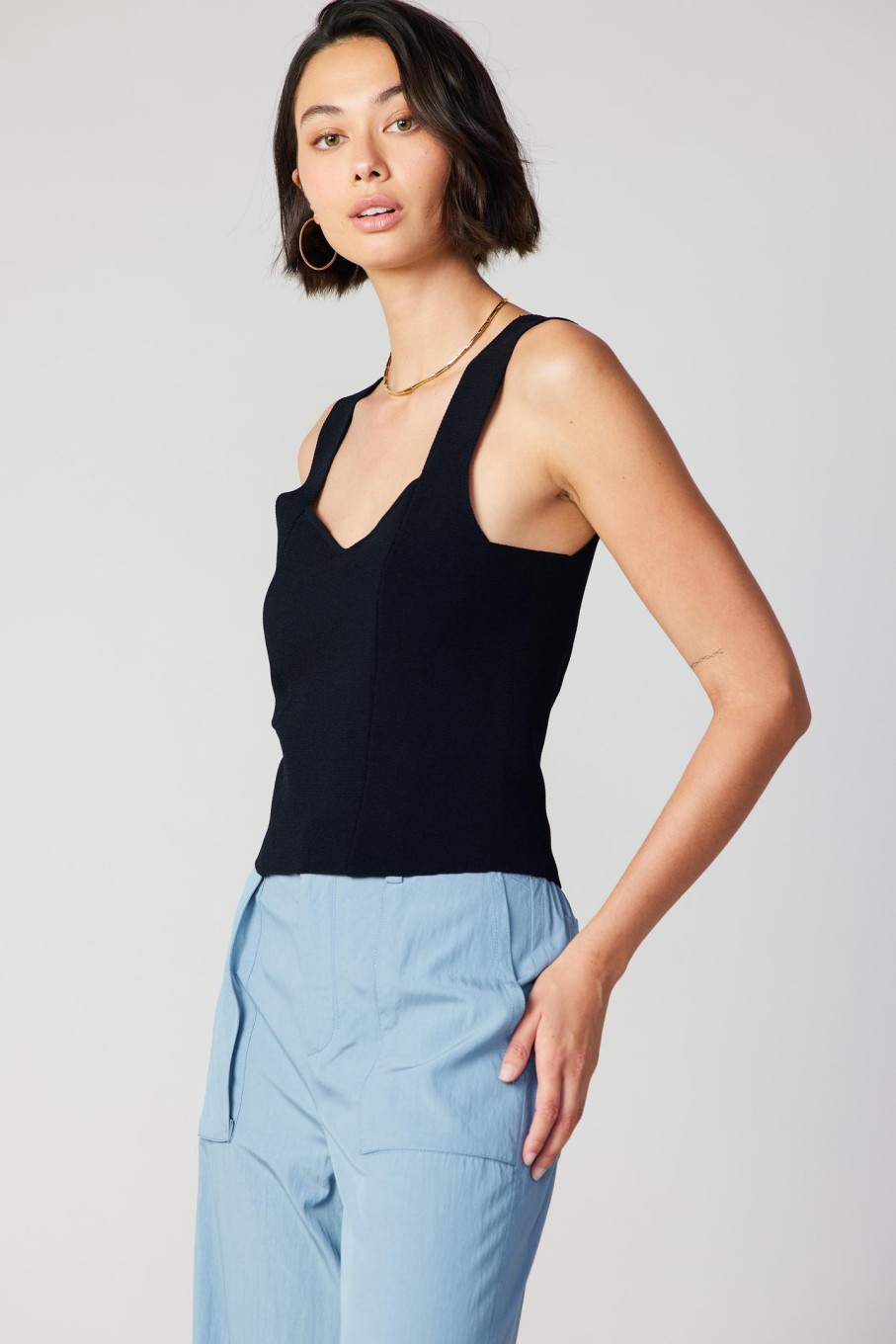 CURRENT AIR Sweetheart Knit Tank Top Sleeveless Tops