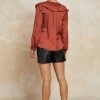 CURRENT AIR Picot Stitch Blouse Long Sleeve Tops