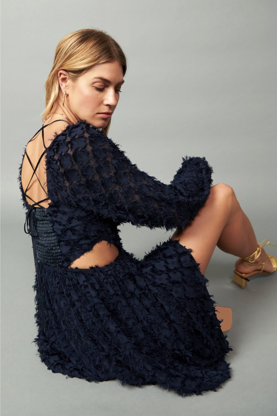 CURRENT AIR Textured Cutout Mini Dress Mini Dresses