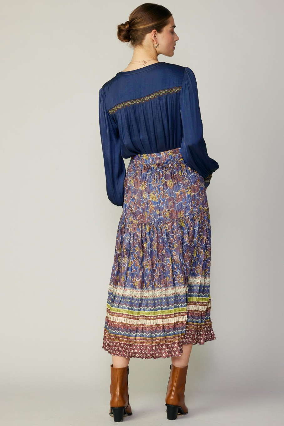 CURRENT AIR Floral Border Print Midi Skirt Skirts