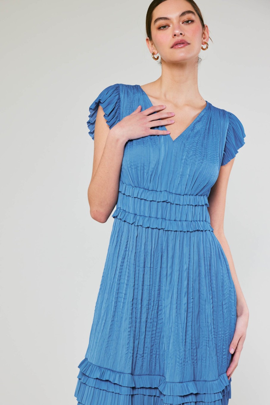 CURRENT AIR Sereia Pleated Midi Dress Midi Dresses