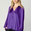 CURRENT AIR Ruffled Cuff Blouse Long Sleeve Tops