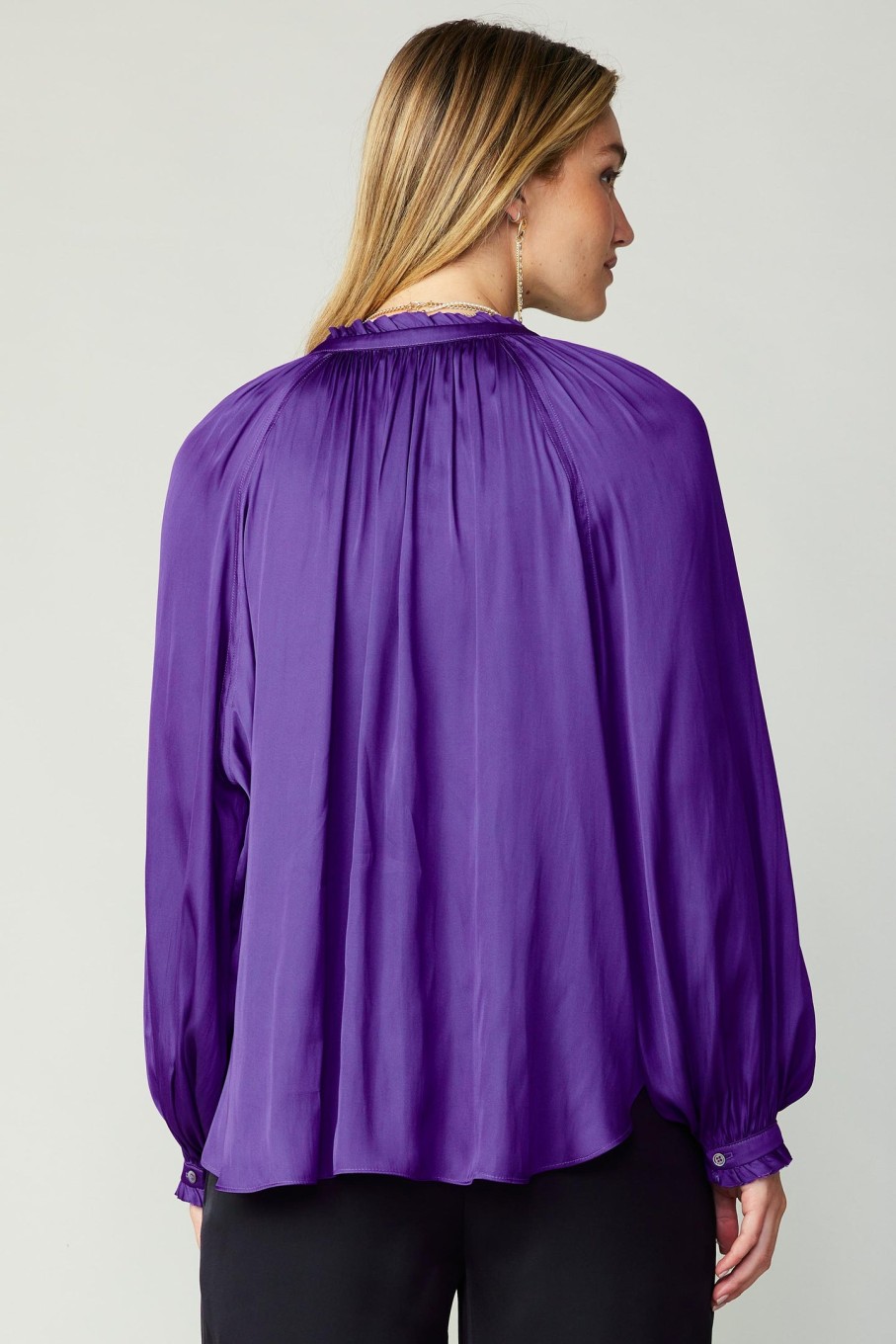 CURRENT AIR Ruffled Cuff Blouse Long Sleeve Tops