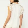 CURRENT AIR Lace Flutter Sleeve Blouse Blouses