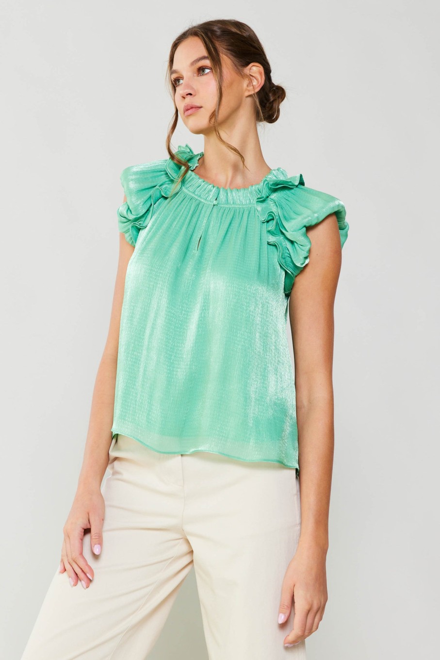 CURRENT AIR Satin Weave Top Blouses
