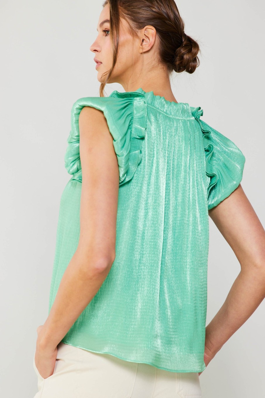CURRENT AIR Satin Weave Top Blouses