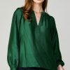 CURRENT AIR Lustrous Pleated Shoulder Blouse Blouses