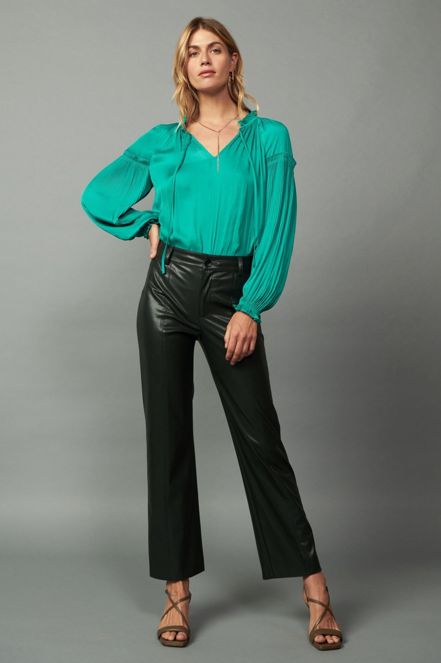 CURRENT AIR Faux Leather Straight Leg Pants Pants