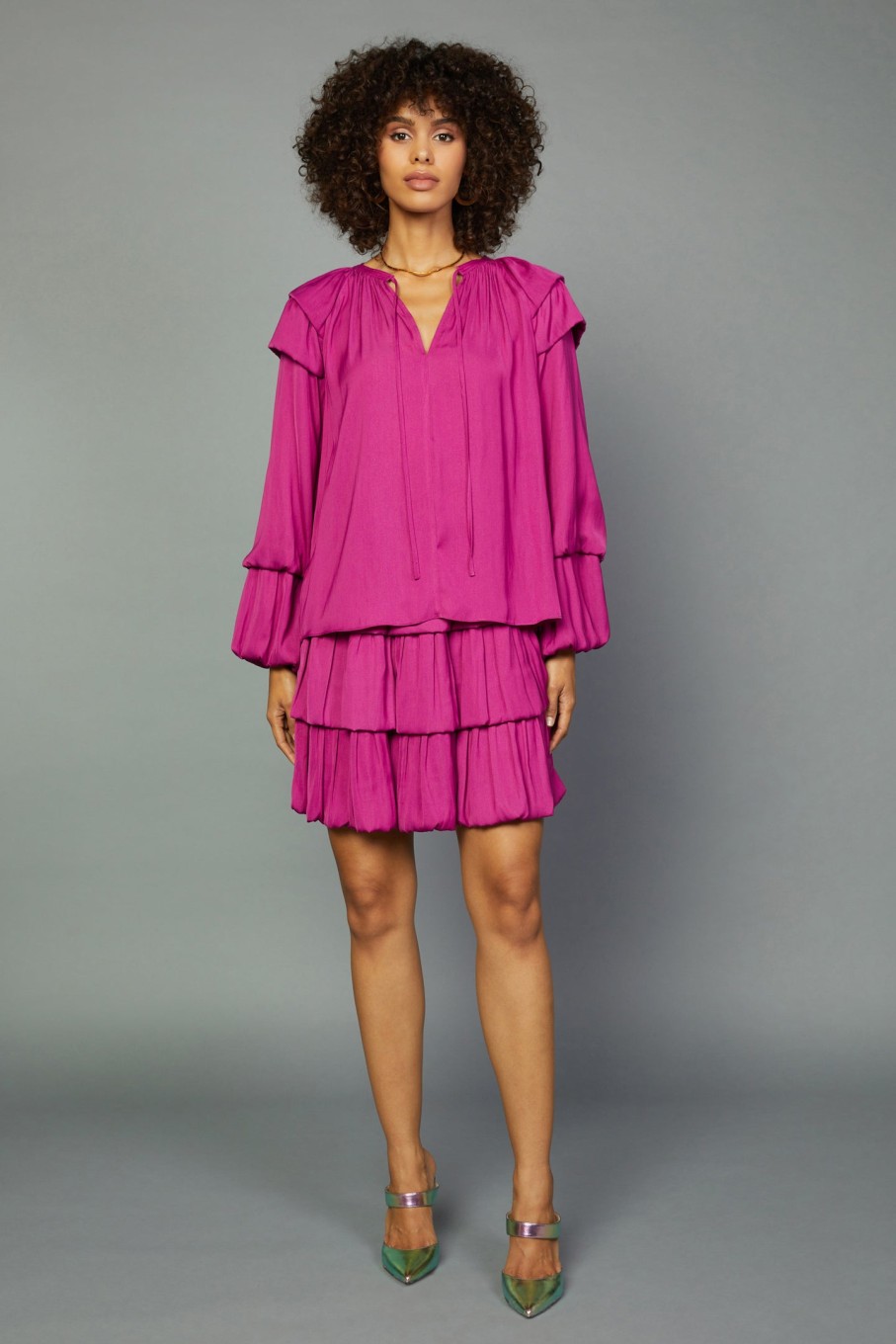 CURRENT AIR Tiered Bubble Sleeve Blouse Sets