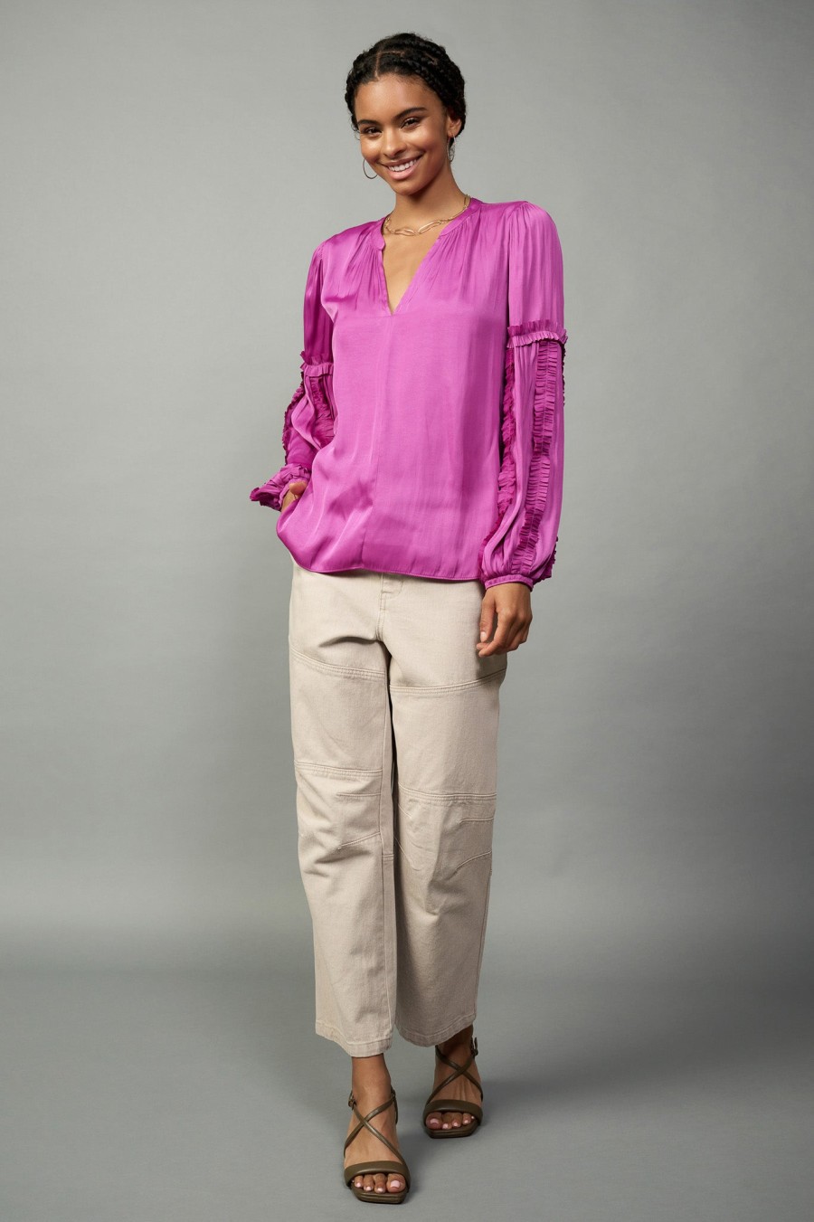 CURRENT AIR Ruffle Trim Blouse Blouses