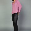 CURRENT AIR Split Neck Blouse Long Sleeve Tops