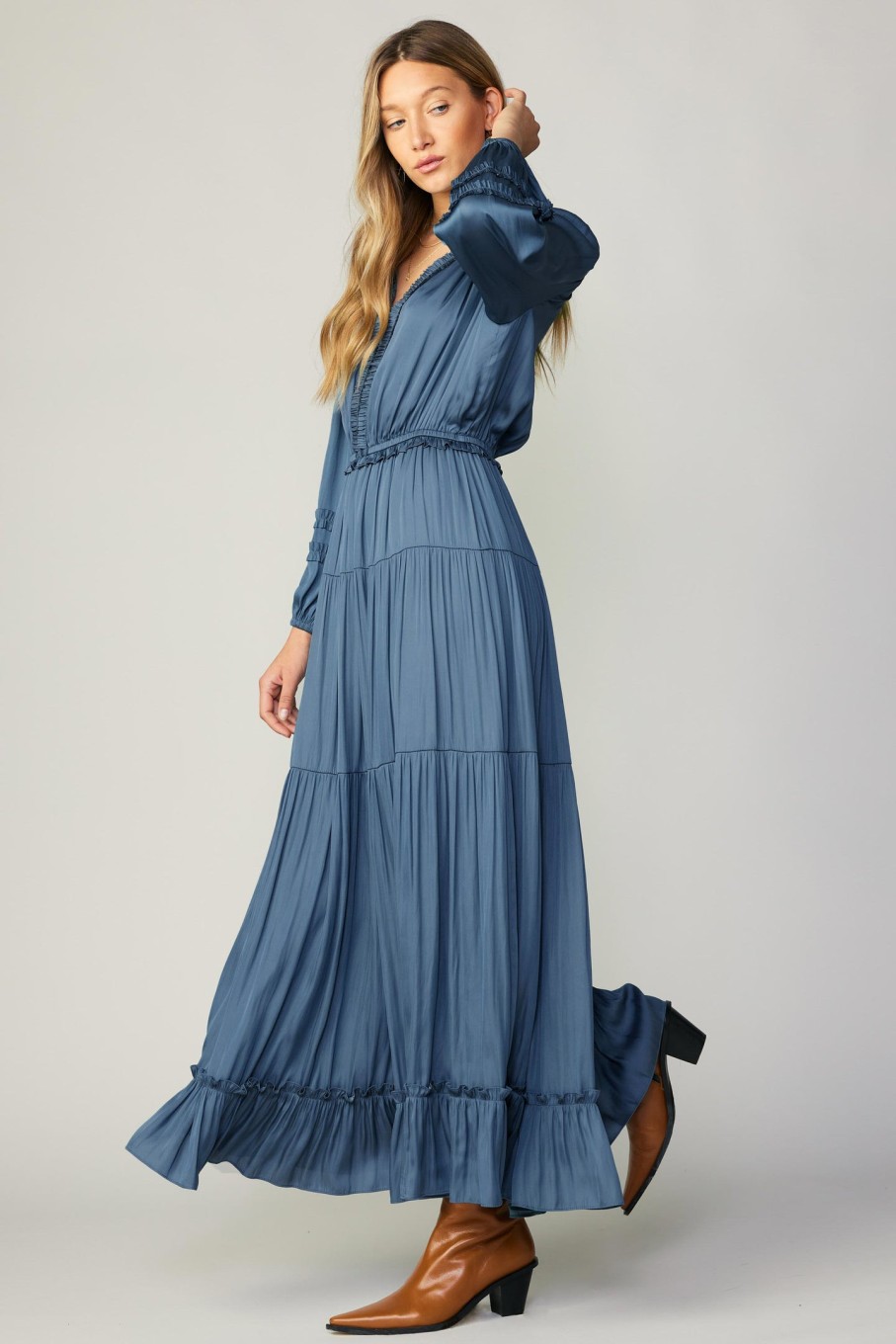 CURRENT AIR Ruffle Trim Maxi Dress Maxi Dresses