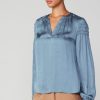 CURRENT AIR Smocked Sleeve Blouse Long Sleeve Tops