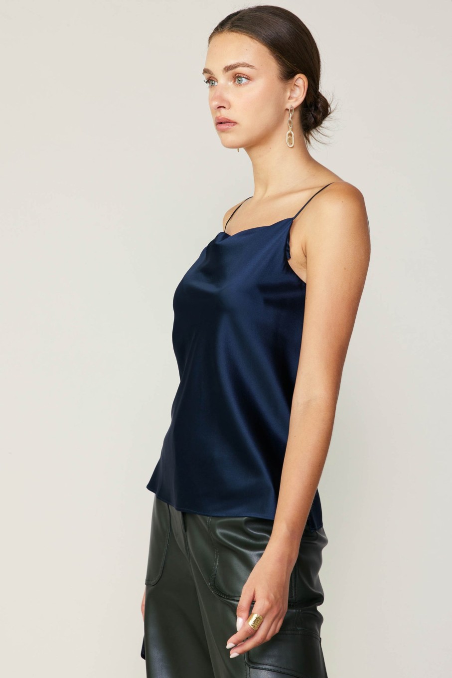 CURRENT AIR Silk Cowl Neck Cami Sleeveless Tops