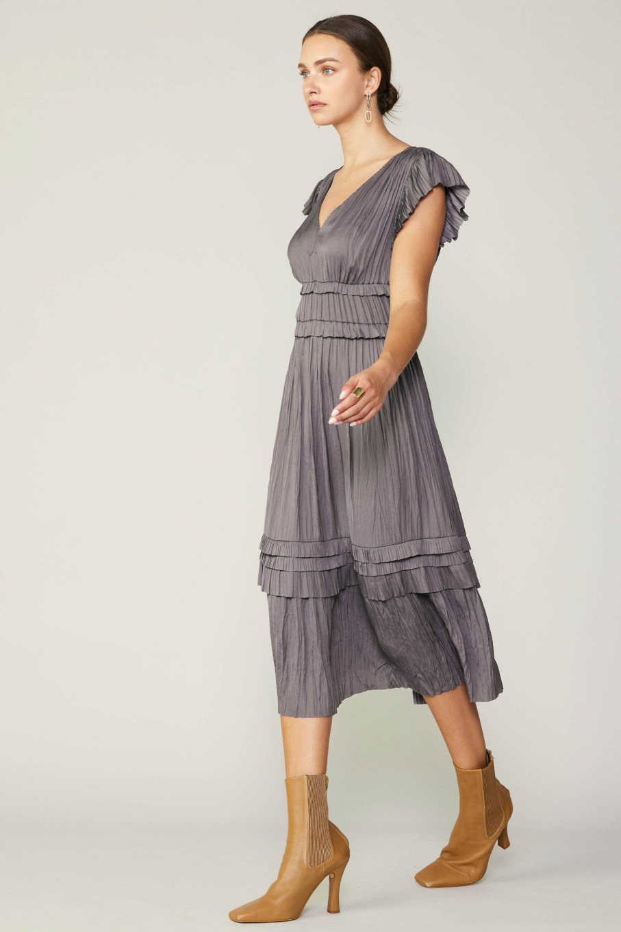 CURRENT AIR Sereia Pleated Midi Dress Midi Dresses