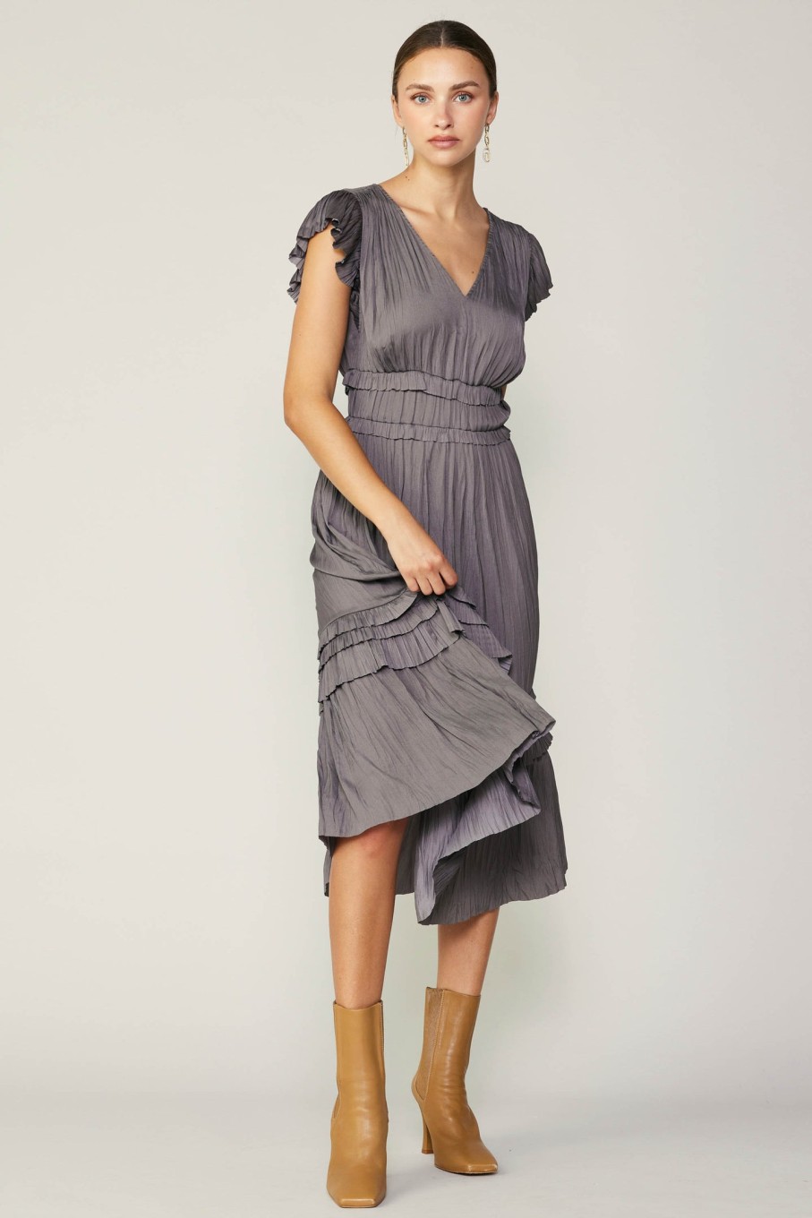 CURRENT AIR Sereia Pleated Midi Dress Midi Dresses