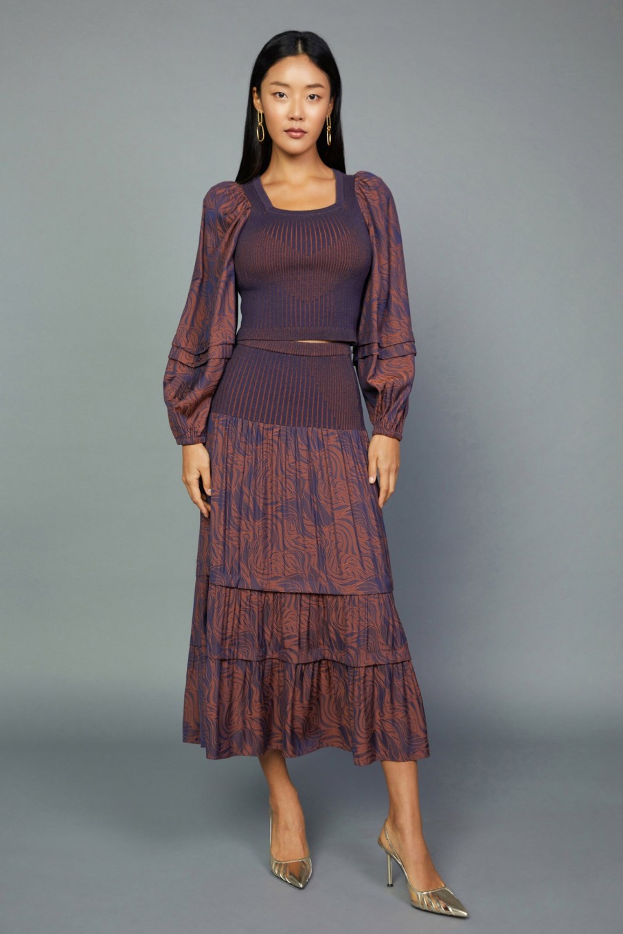 CURRENT AIR Cropped Jacquard Sweater Sweaters