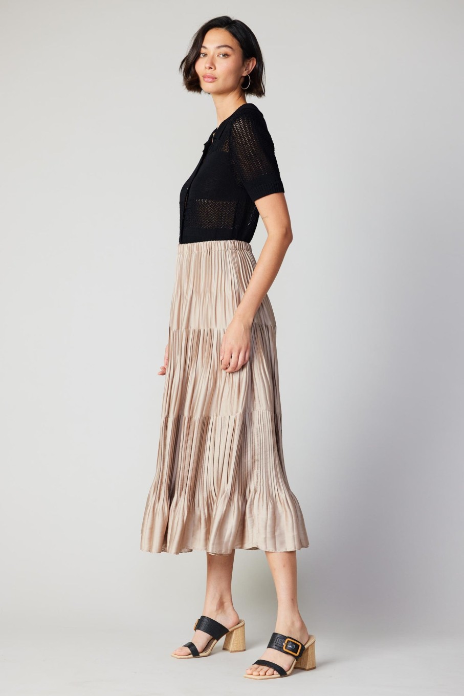 CURRENT AIR Pleated Tiered Midi Skirt Skirts