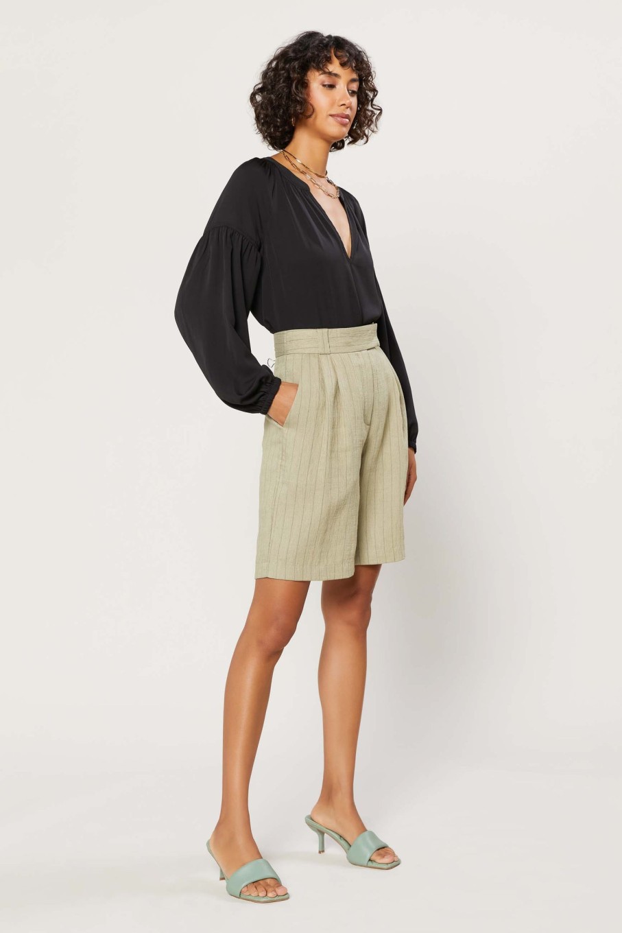CURRENT AIR Striped Knee Length Shorts Shorts