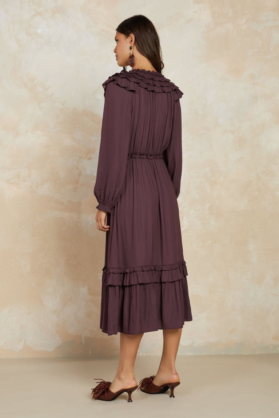 CURRENT AIR Greta Ruffled Midi Dress Midi Dresses