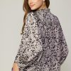CURRENT AIR Jacquard Paisley Blouse Long Sleeve Tops