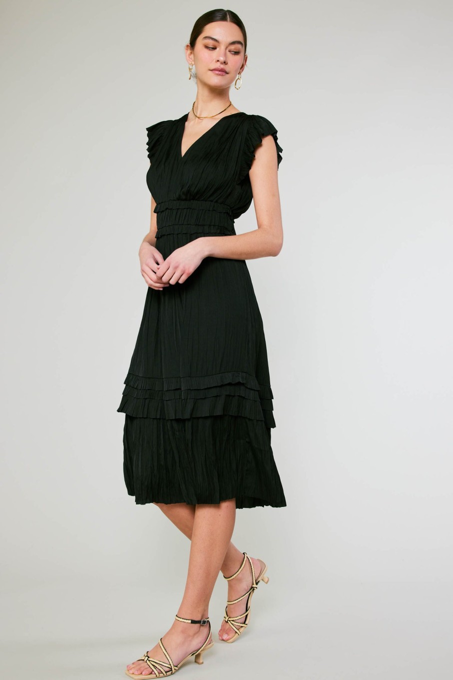 CURRENT AIR Sereia Pleated Midi Dress Midi Dresses