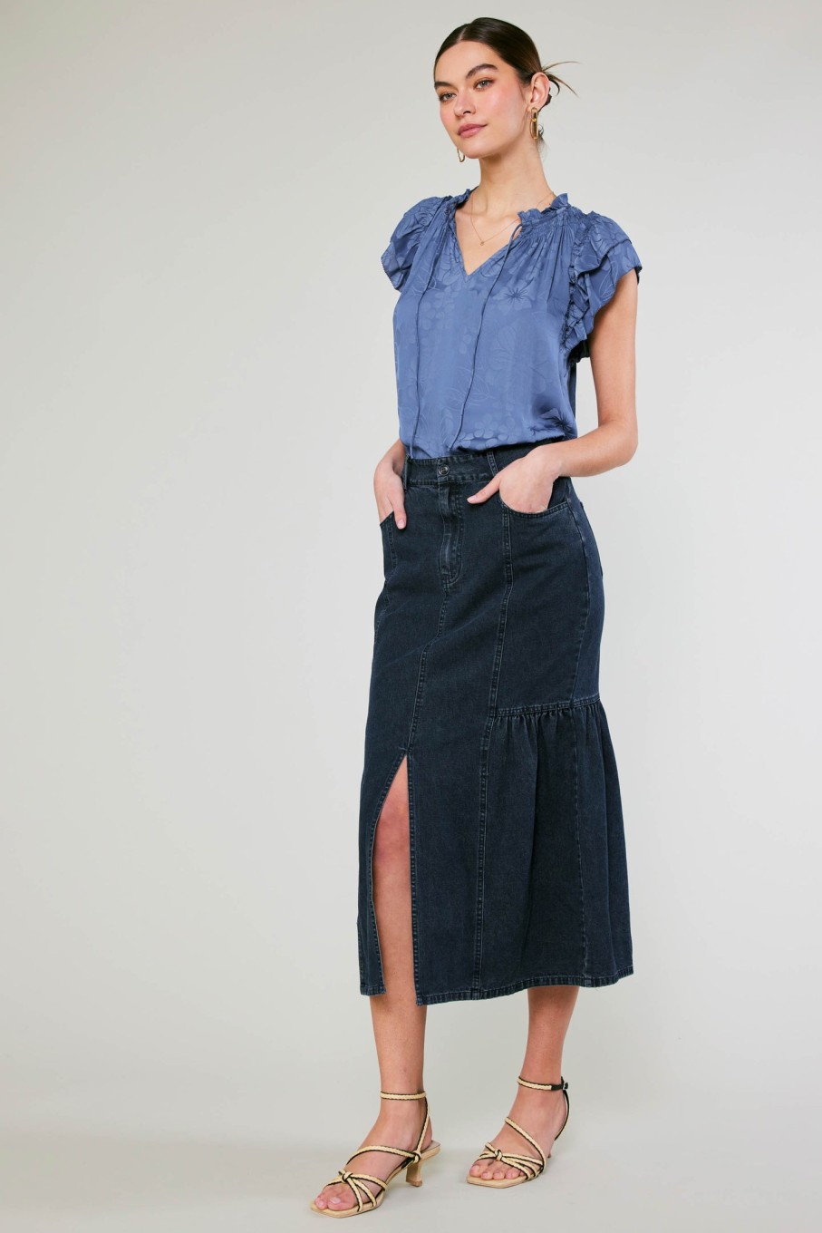 CURRENT AIR Denim Midi Skirt Sets