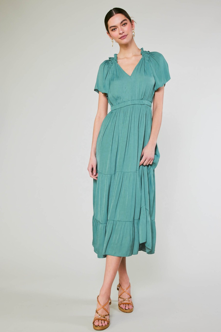 CURRENT AIR Ruffled Collar Maxi Dress Maxi Dresses