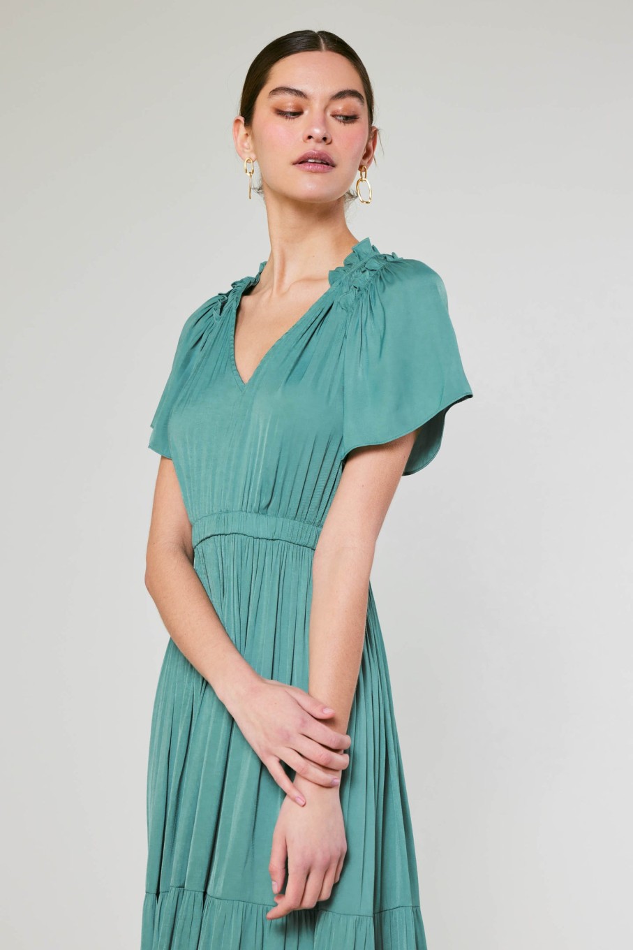 CURRENT AIR Ruffled Collar Maxi Dress Maxi Dresses