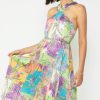 CURRENT AIR Botanical Color Block Midi Dress Midi Dresses