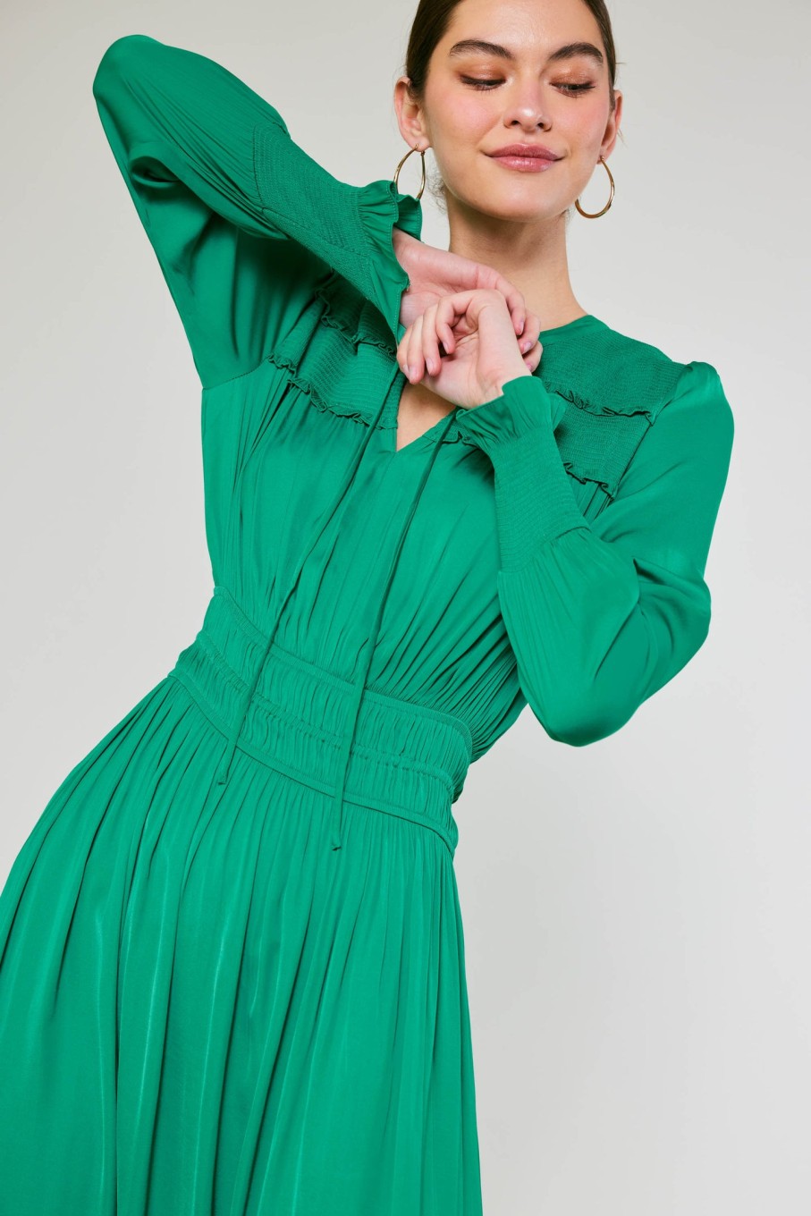 CURRENT AIR Aida Smocked Midi Dress Midi Dresses