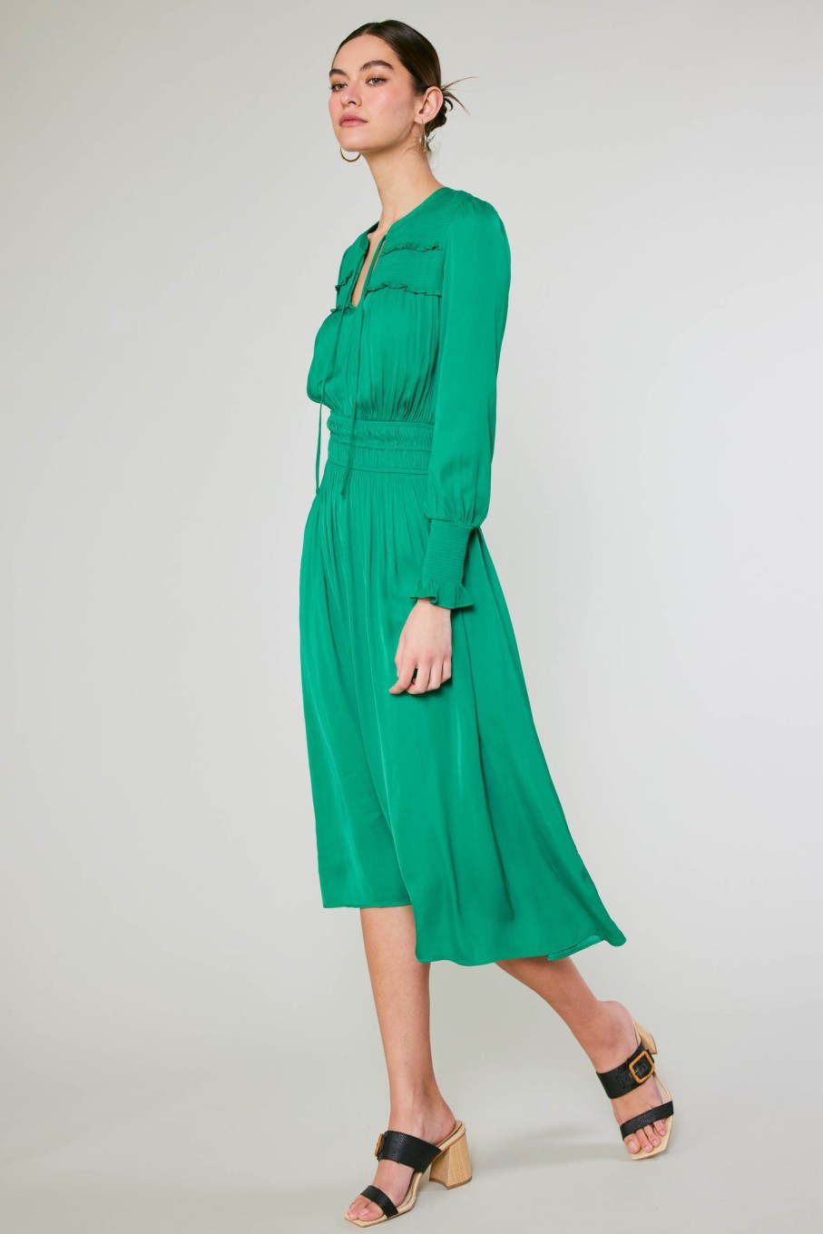 CURRENT AIR Aida Smocked Midi Dress Midi Dresses
