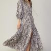 CURRENT AIR Paisley Jacquard Slit Midi Dress Midi Dresses