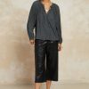 CURRENT AIR Floral Jacquard Split Neck Top Long Sleeve Tops