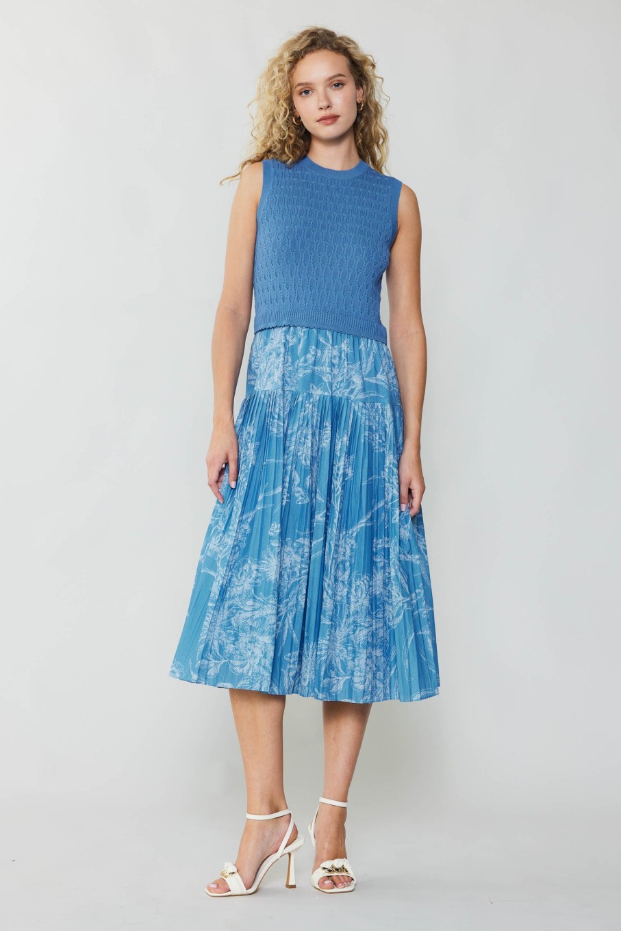 CURRENT AIR Pleated Skirt Sweater Dress Midi Dresses