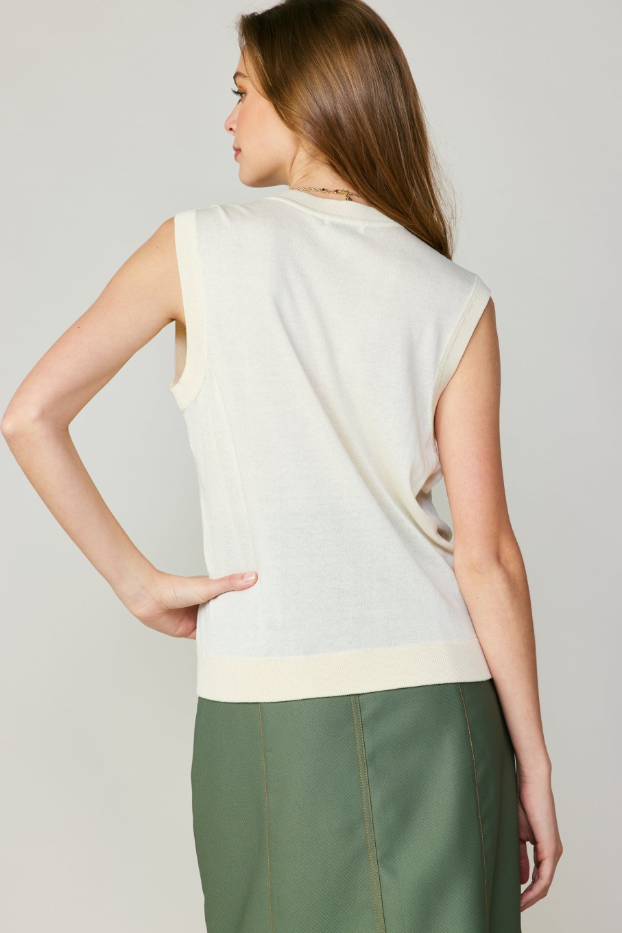 CURRENT AIR Contrast Crewneck Top Sleeveless Tops