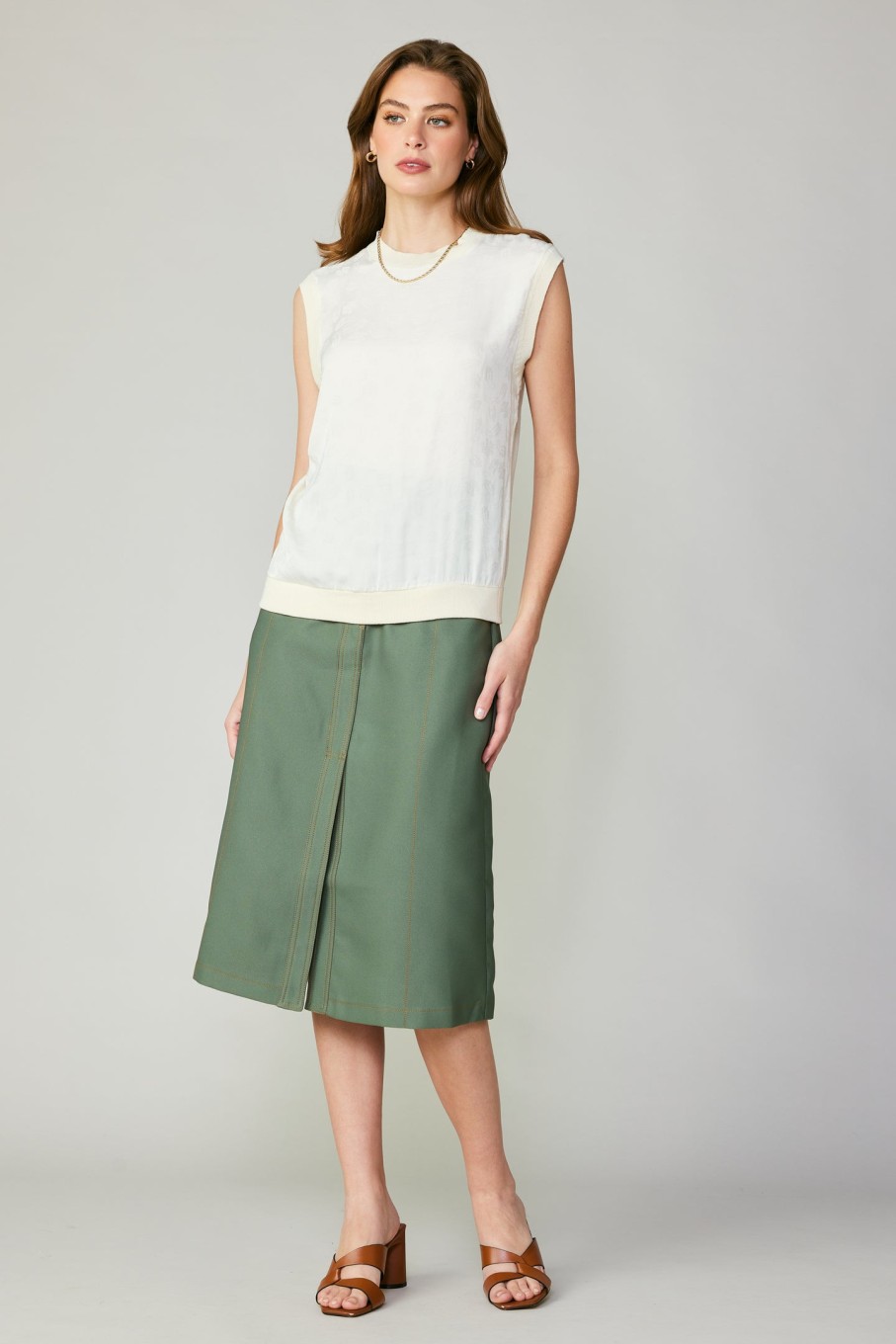 CURRENT AIR Contrast Crewneck Top Sleeveless Tops