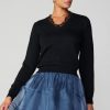 CURRENT AIR Lace Collar Sweater Top Knitwear